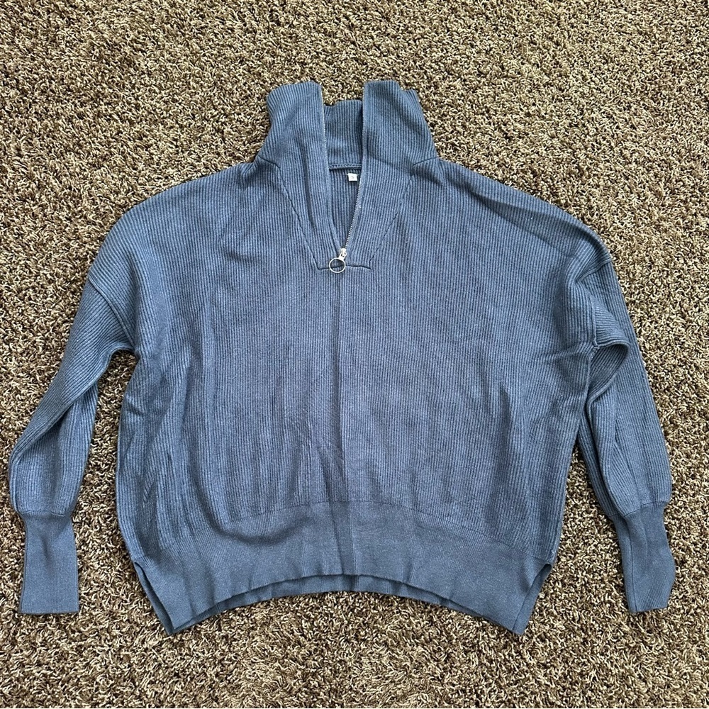 Women’s Blue Half-Zip Sweater